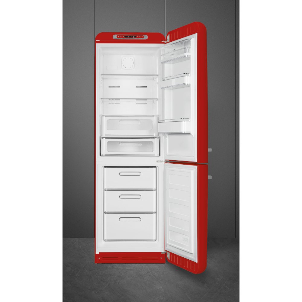 Smeg FAB32RRD6UK Retro Total No Frost Fridge Freezer, 60/40, Red, C Rated