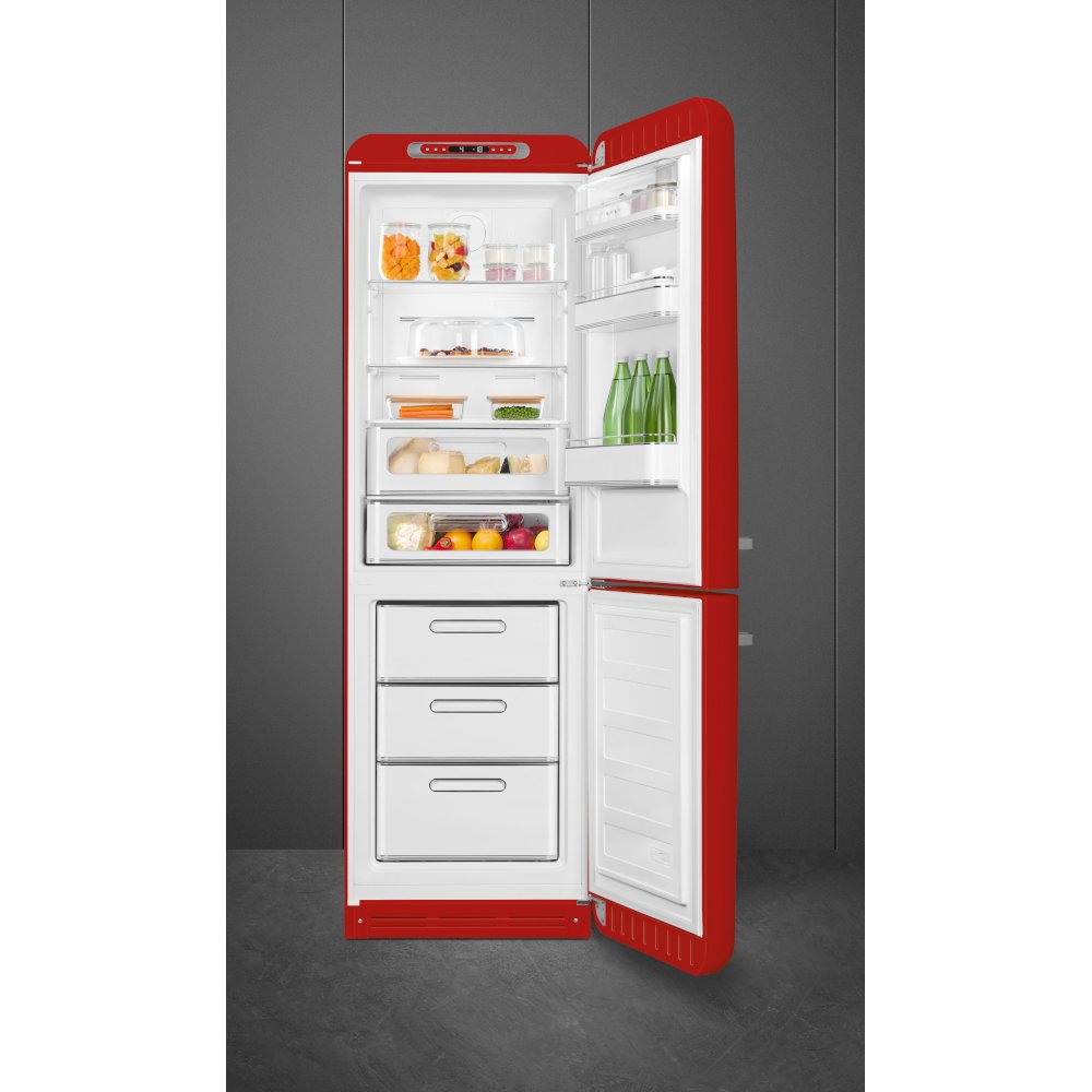 Smeg FAB32RRD6UK Retro Total No Frost Fridge Freezer, 60/40, Red, C Rated