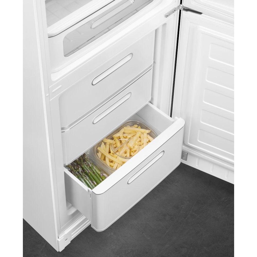 Smeg FAB32RWH6UK Retro Total No Frost Fridge Freezer, 60/40, White, C Rated
