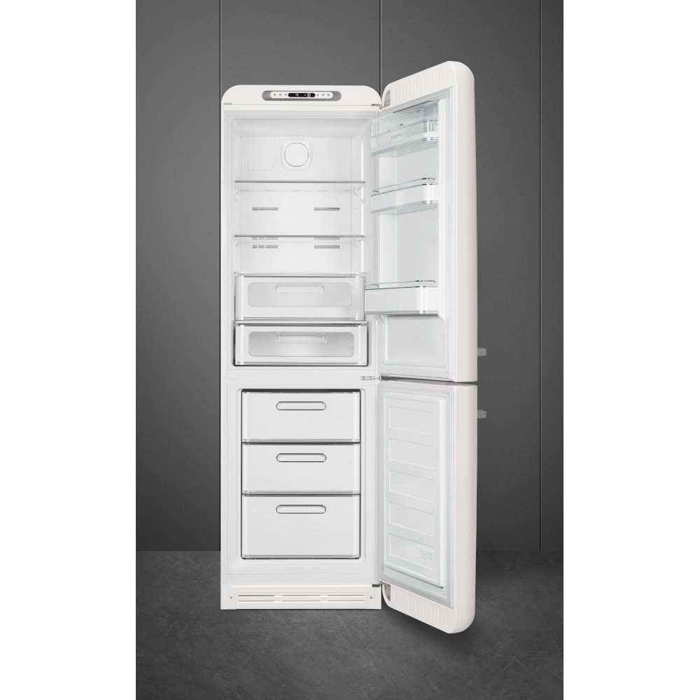 Smeg FAB32RWH6UK Retro Total No Frost Fridge Freezer, 60/40, White, C Rated