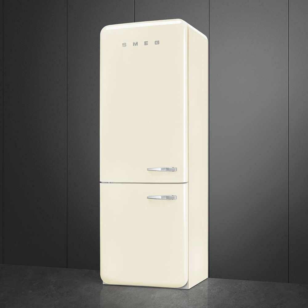 Smeg FAB38LCR6 Retro No Frost Fridge Freezer, 70/30, Cream, D Rated