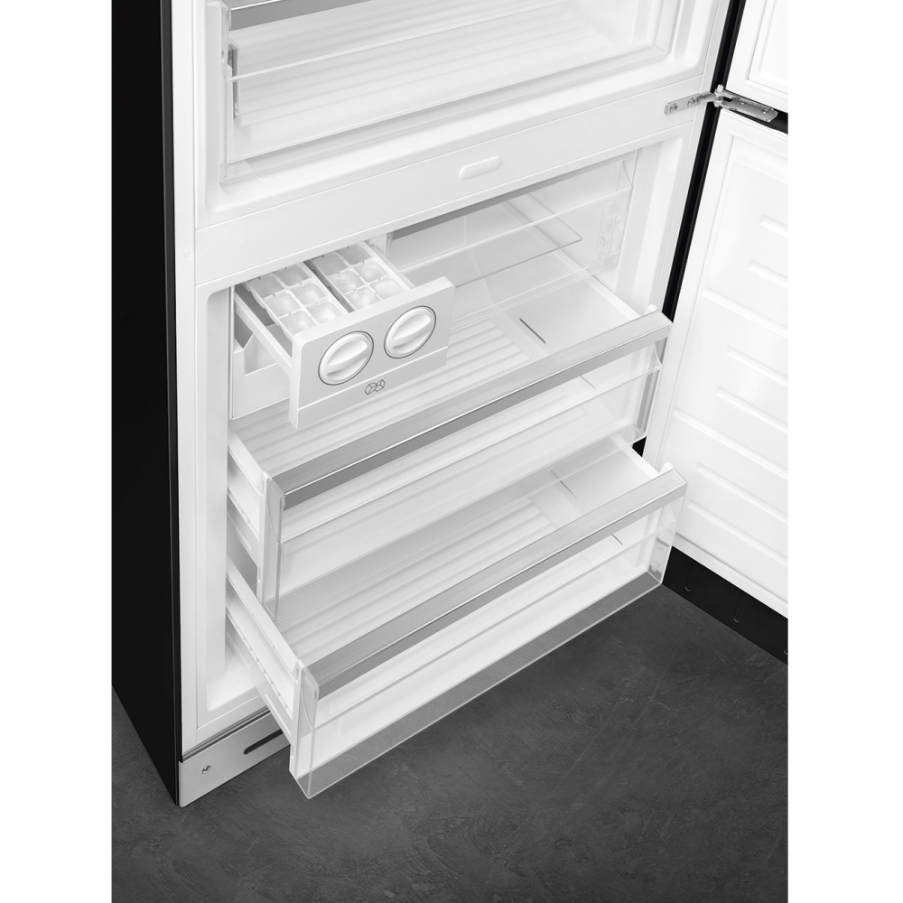Smeg FAB38RBL6 Retro No Frost Fridge Freezer, 70/30, Black, D Rated