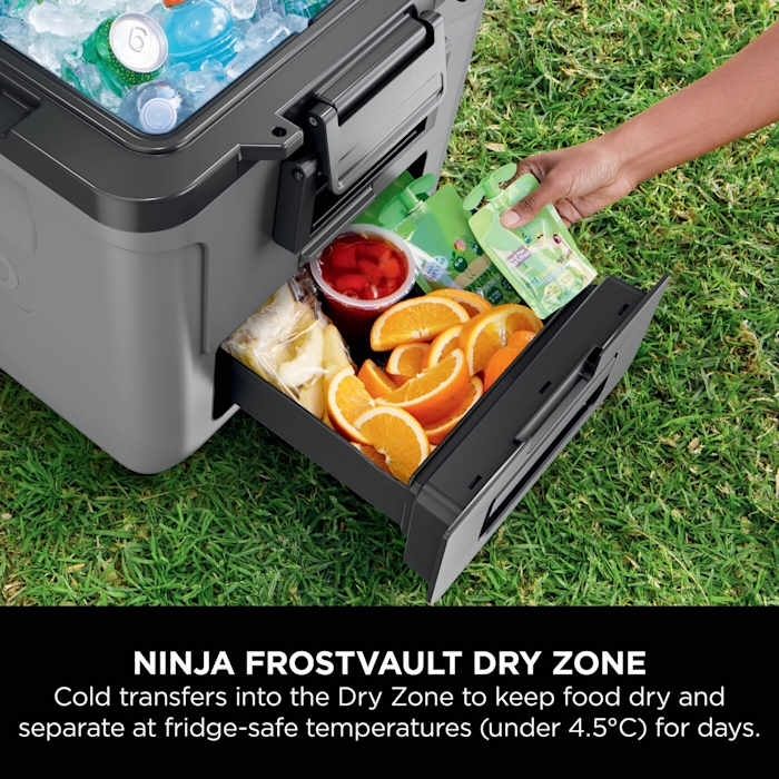 Ninja FB230UKGY FrostVault 28L Wheeled Cooler with Dry Zone, Grey