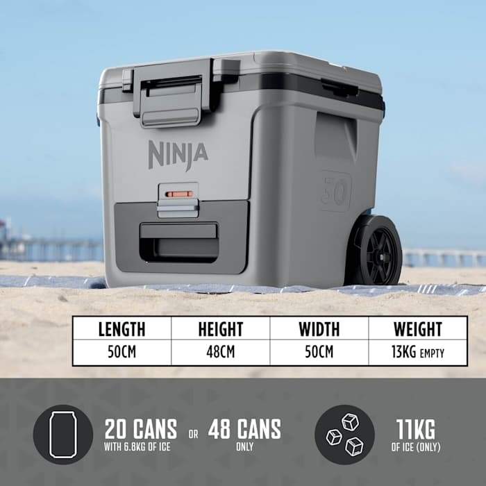 Ninja FB230UKGY FrostVault 28L Wheeled Cooler with Dry Zone, Grey