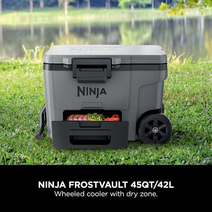 Ninja FB245UKGY FrostVault 42L Wheeled Cooler with Dry Zone, Grey