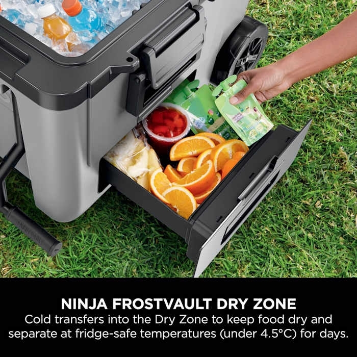 Ninja FB245UKGY FrostVault 42L Wheeled Cooler with Dry Zone, Grey