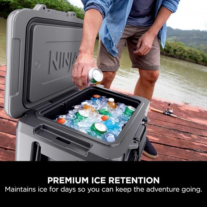 Ninja FB245UKGY FrostVault 42L Wheeled Cooler with Dry Zone, Grey