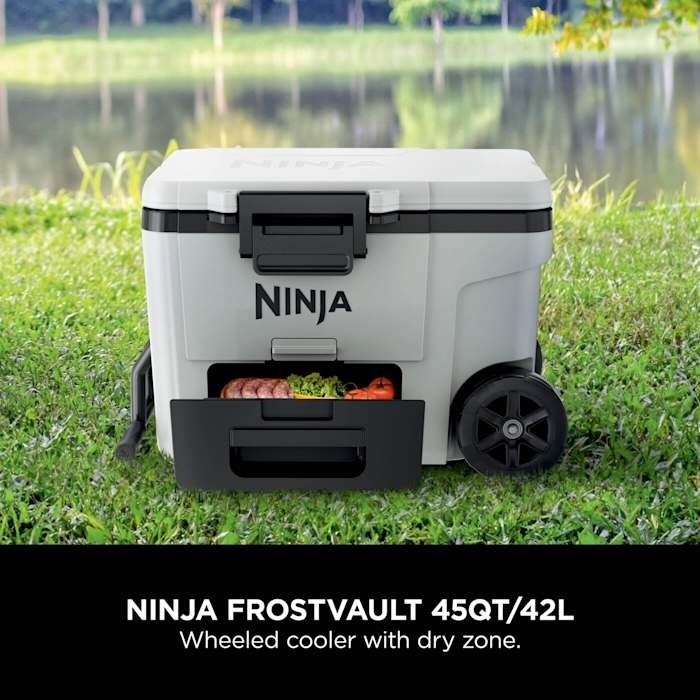 Ninja FB245UKWH FrostVault 42L Wheeled Cooler with Dry Zone, White