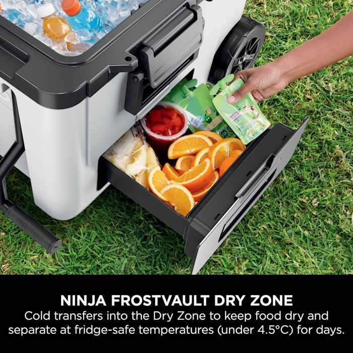 Ninja FB245UKWH FrostVault 42L Wheeled Cooler with Dry Zone, White