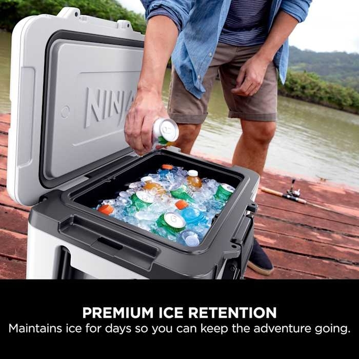 Ninja FB245UKWH FrostVault 42L Wheeled Cooler with Dry Zone, White