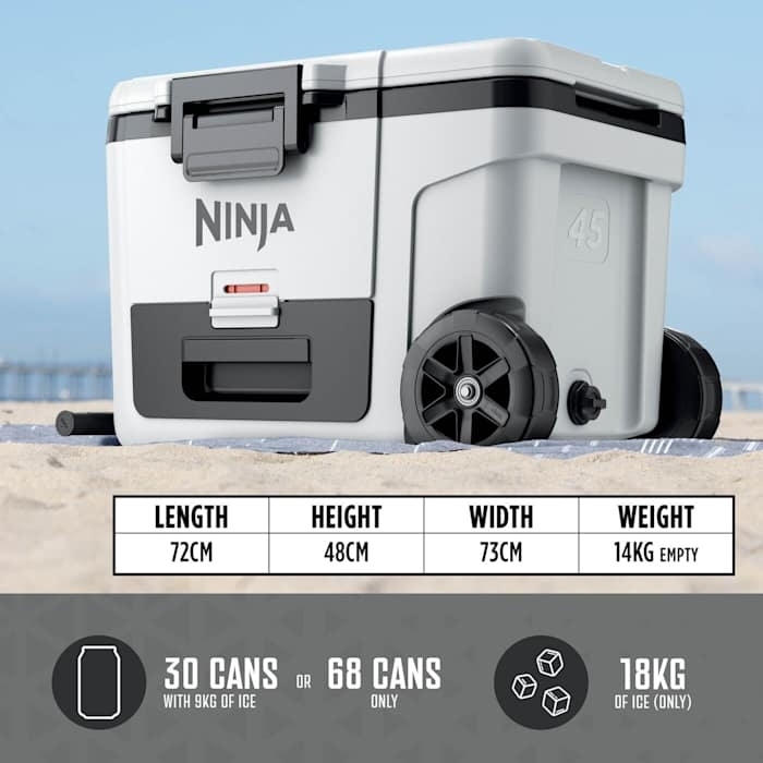 Ninja FB245UKWH FrostVault 42L Wheeled Cooler with Dry Zone, White