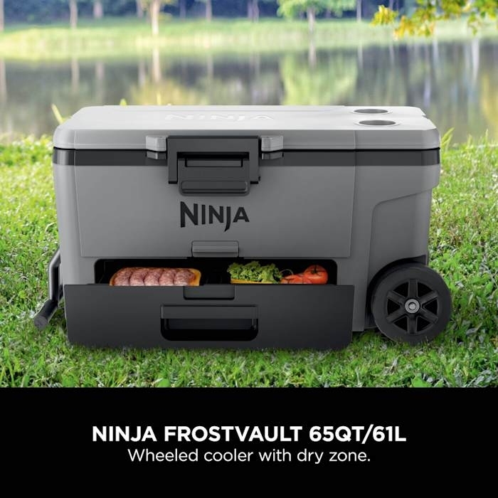 Ninja FB265EUUKGY FrostVault 61L Wheeled Cooler with Dry Zone, Grey