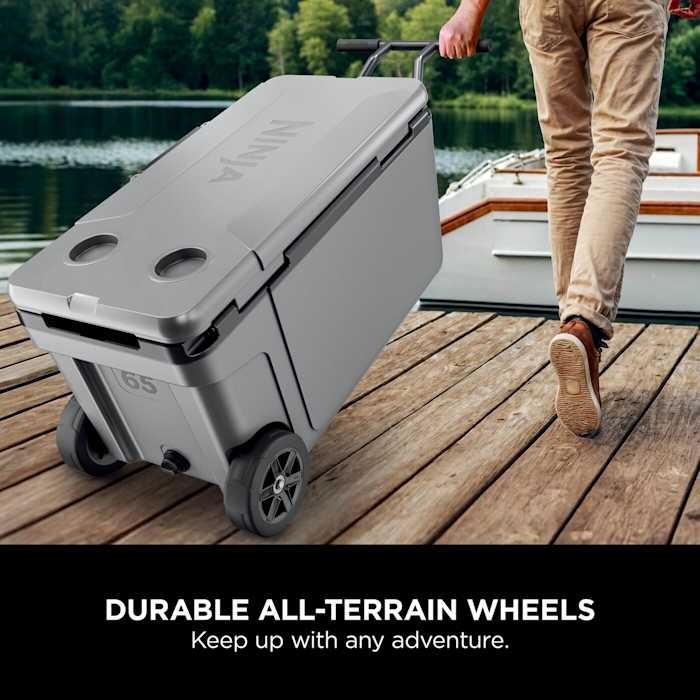 Ninja FB265EUUKGY FrostVault 61L Wheeled Cooler with Dry Zone, Grey
