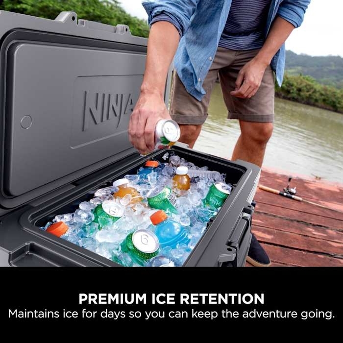 Ninja FB265EUUKGY FrostVault 61L Wheeled Cooler with Dry Zone, Grey