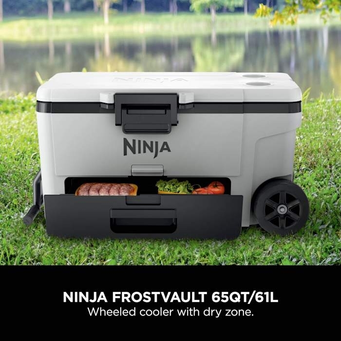Ninja FB265EUUKWH FrostVault 61L Wheeled Cooler with Dry Zone, White