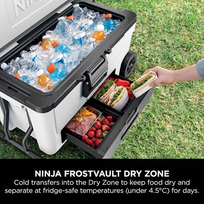Ninja FB265EUUKWH FrostVault 61L Wheeled Cooler with Dry Zone, White