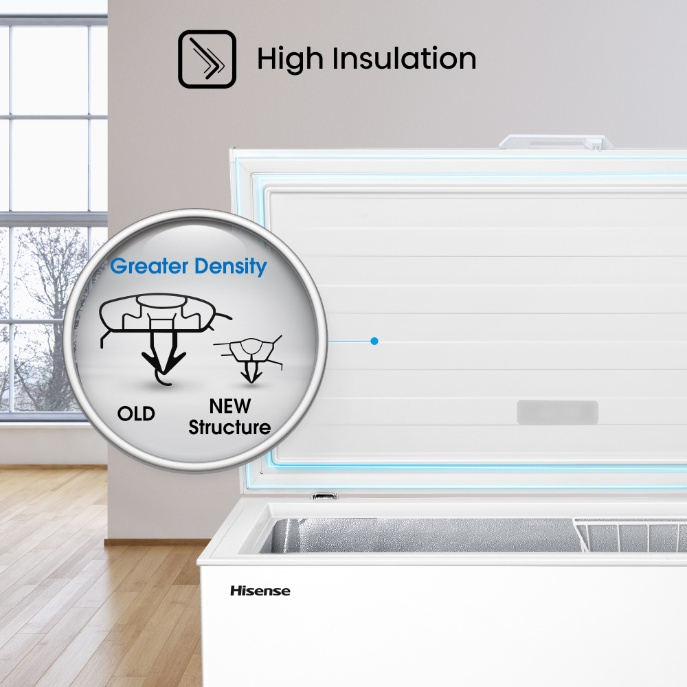 Hisense FC386D4AWLE Static 297l Chest Freezer, White, E Rated