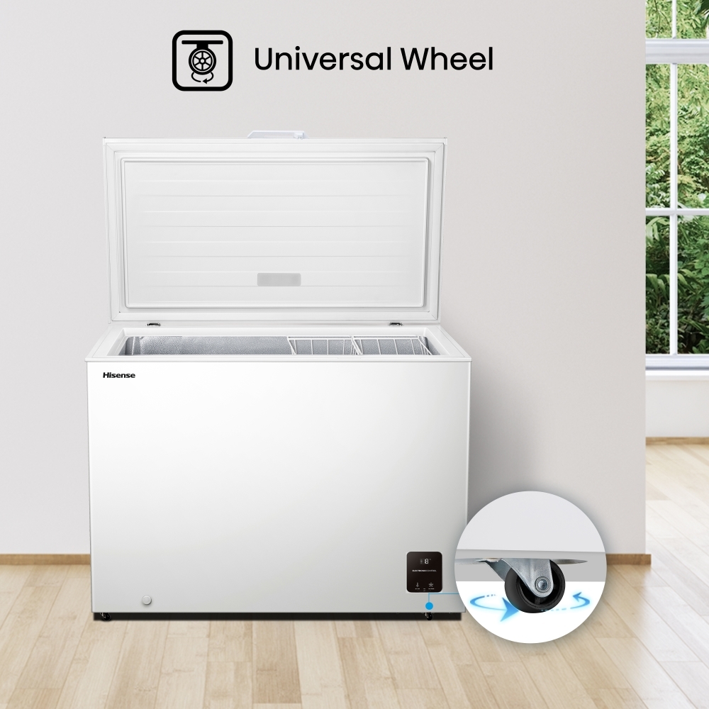 Hisense FC386D4AWLE Static 297l Chest Freezer, White, E Rated