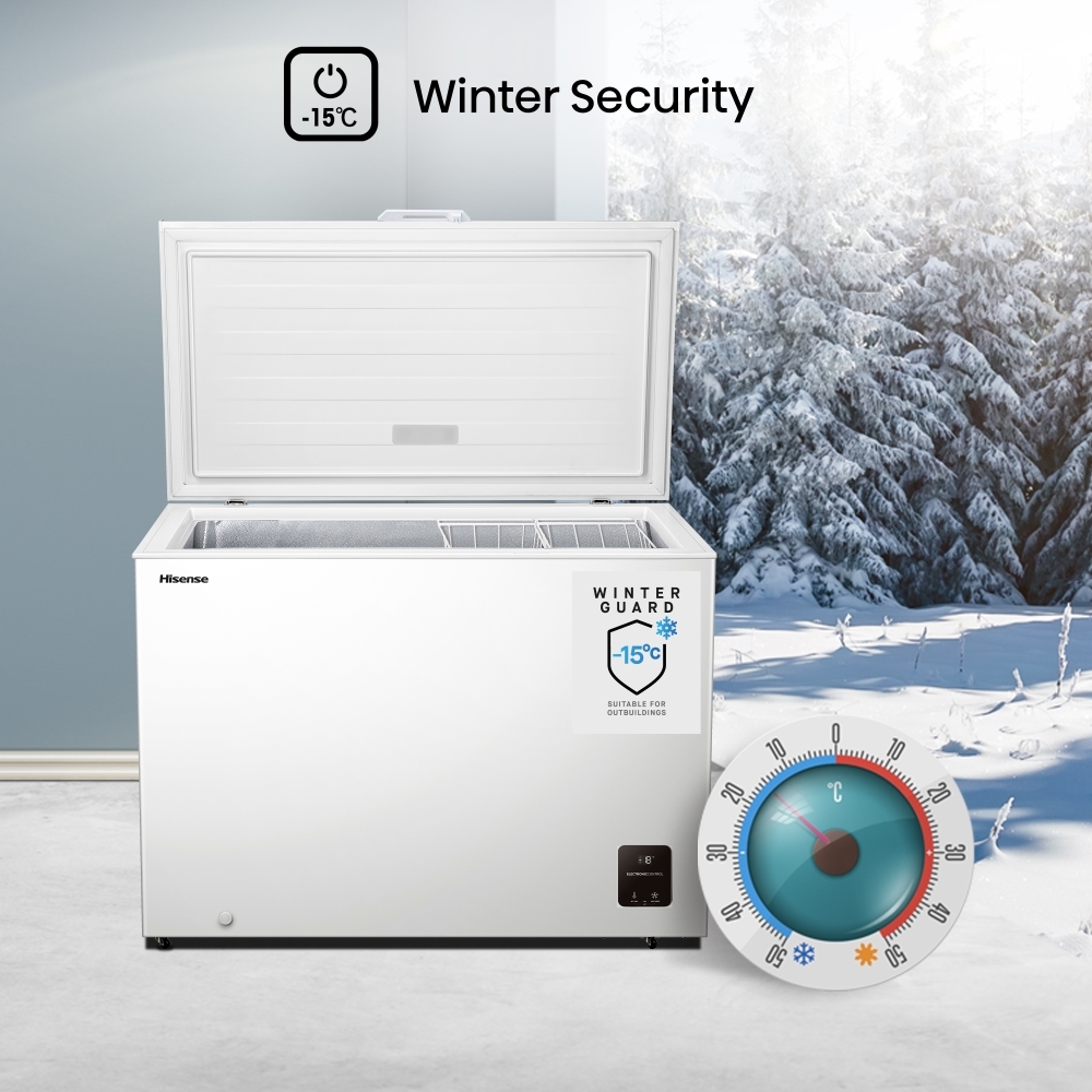 Hisense FC386D4AWLE Static 297l Chest Freezer, White, E Rated