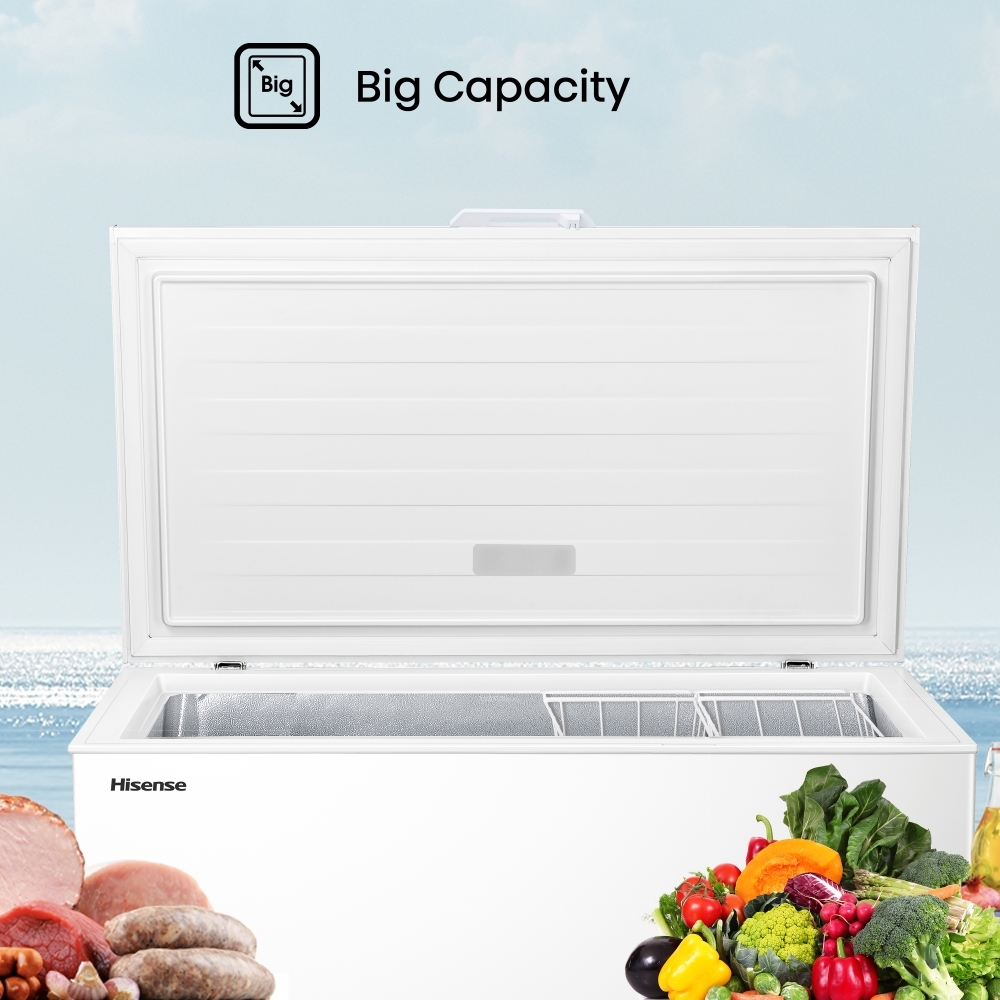 Hisense FC386D4AWLE Static 297l Chest Freezer, White, E Rated