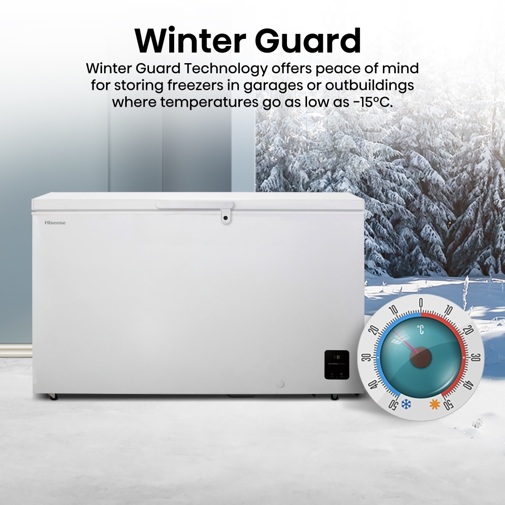 Hisense FC571D4AWLYE Static 440l Chest Freezer, White, E Rated