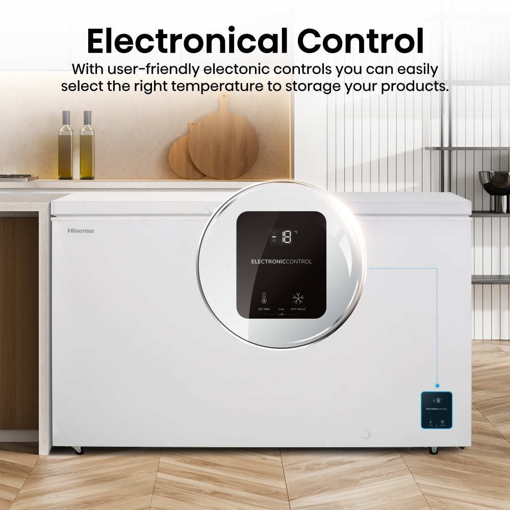 Hisense FC571D4AWLYE Static 440l Chest Freezer, White, E Rated