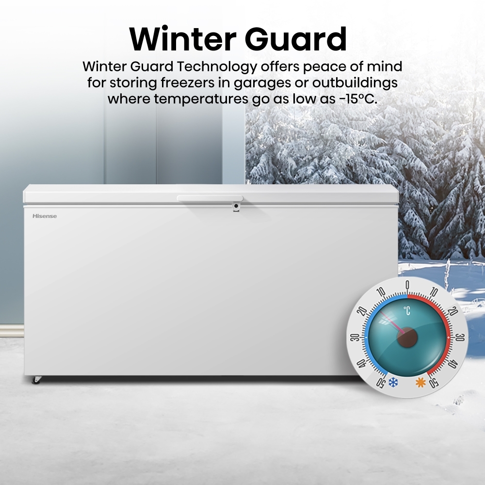 Hisense FC650D4AWLYE Static 500l Chest Freezer, White, E Rated