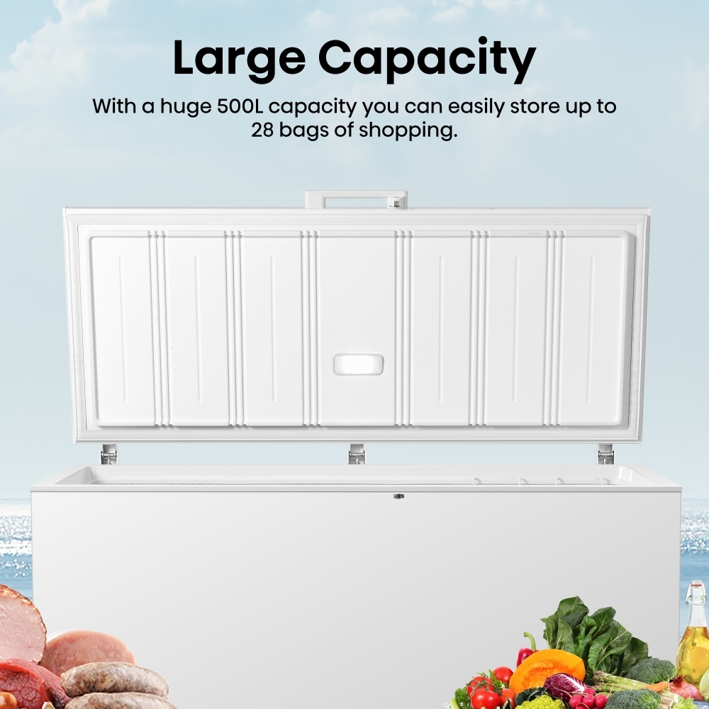 Hisense FC650D4AWLYE Static 500l Chest Freezer, White, E Rated