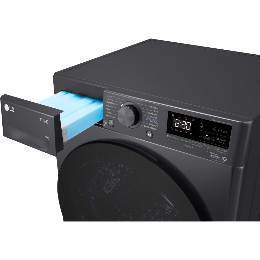 LG FDV709GN Heat Pump Tumble Dryer, 9kg, Grey, A++ Rated