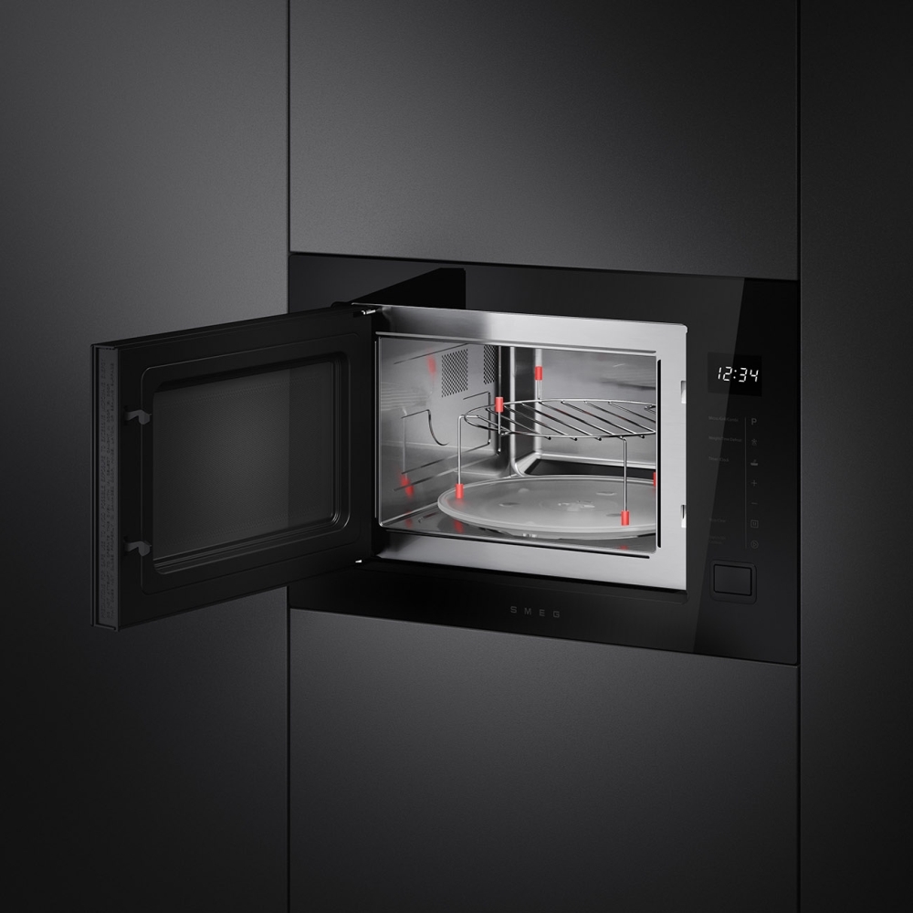Smeg FMI225BI Built-In Microwave with Grill, Black