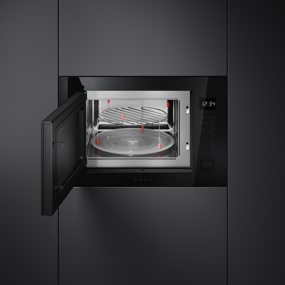 Smeg FMI225BI Built-In Microwave with Grill, Black