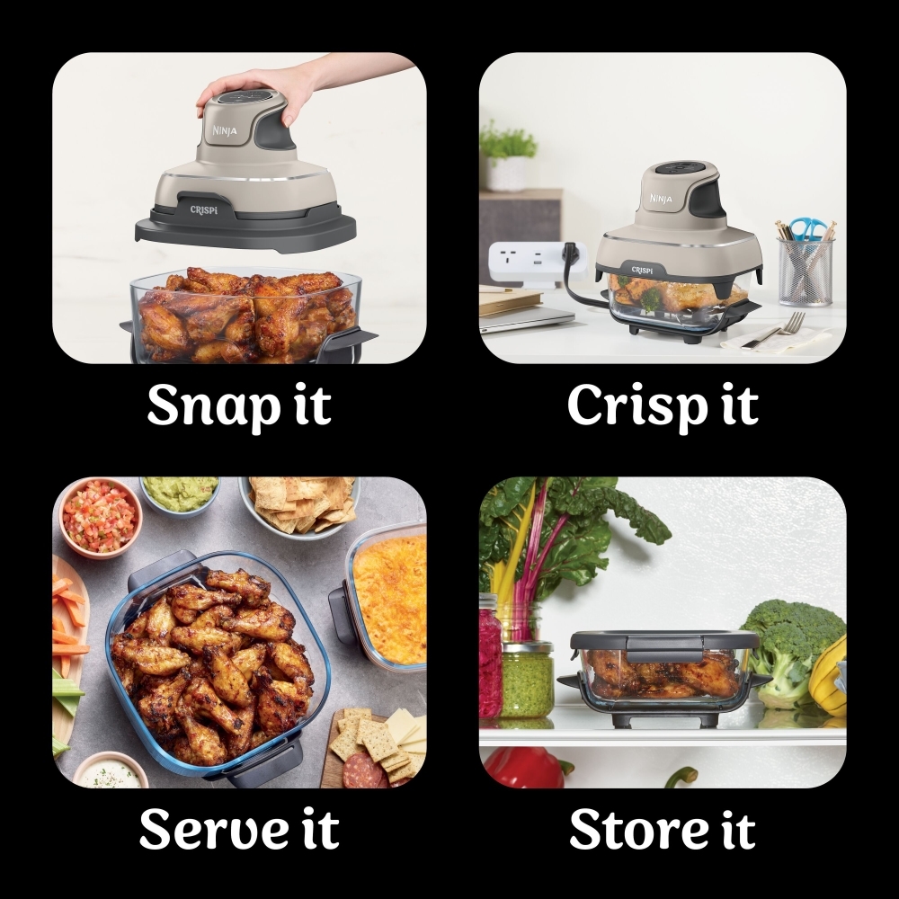 Ninja FN101UKST CRISPi 4-in-1 Portable Glass Air Fryer, Grey