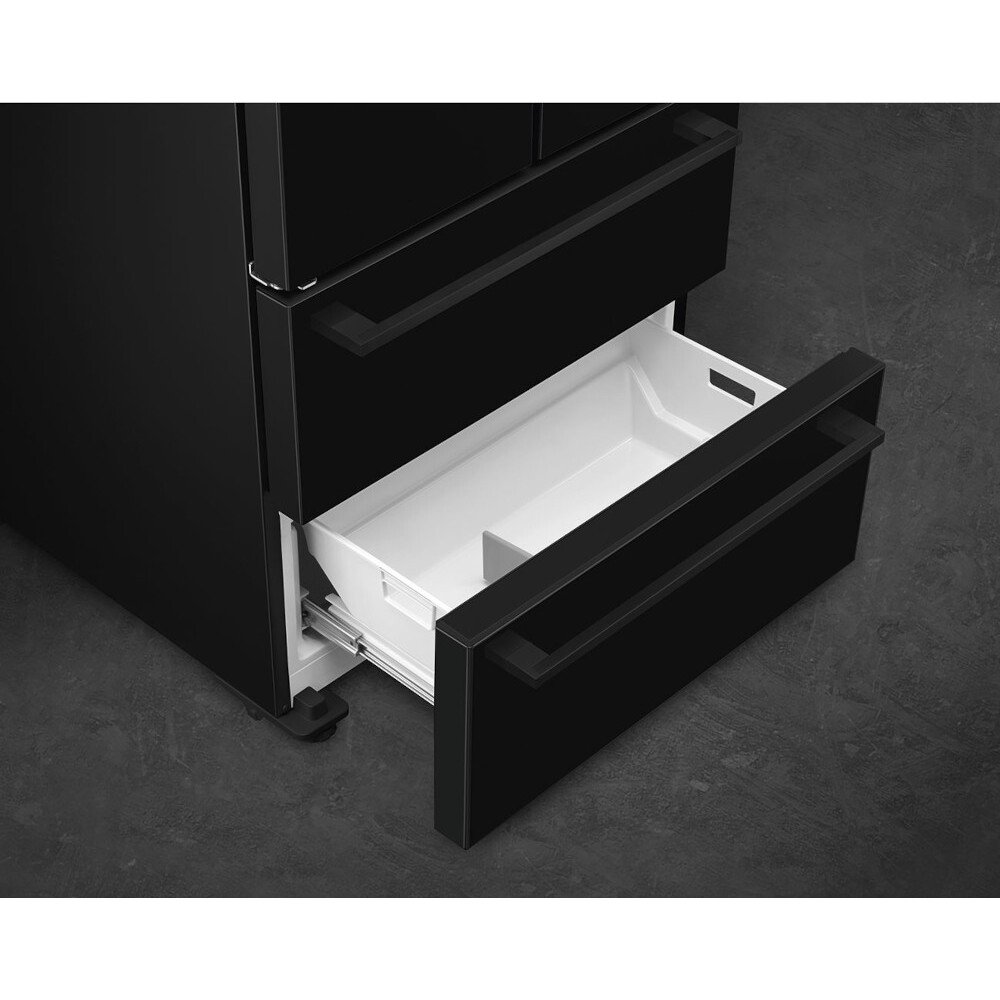 Smeg FQ55FNDE American Fridge Freezer, Black, E Rated,  Non-Plumbed