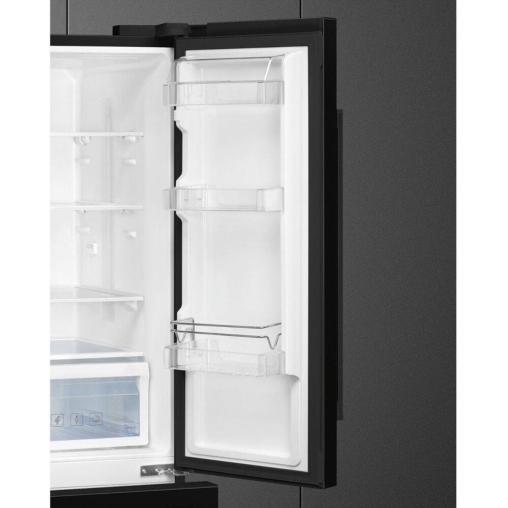 Smeg FQ55FNDE American Fridge Freezer, Black, E Rated,  Non-Plumbed