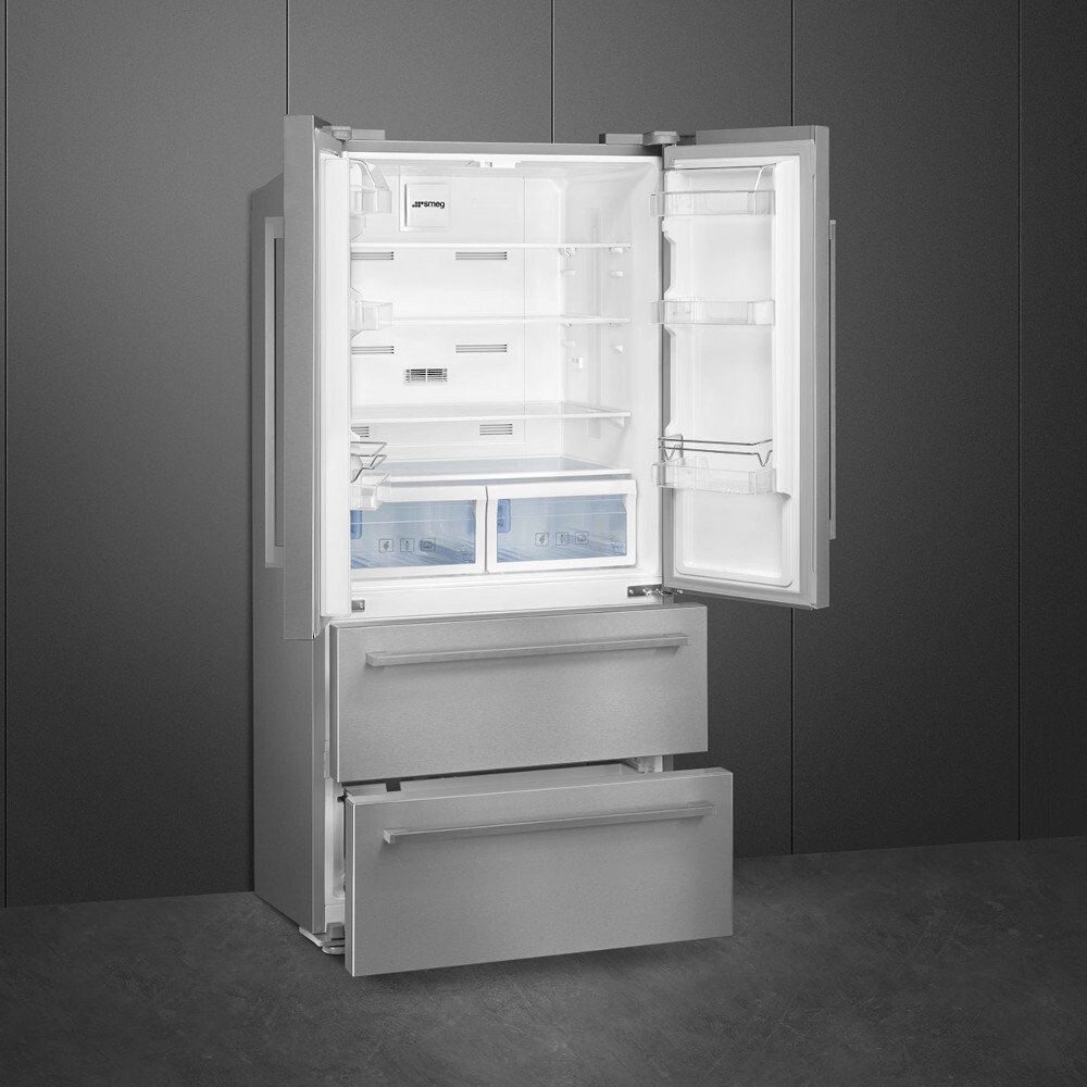 Smeg FQ55FXDE American Fridge Freezer, Stainless Steel, E Rated,  Non-Plumbed