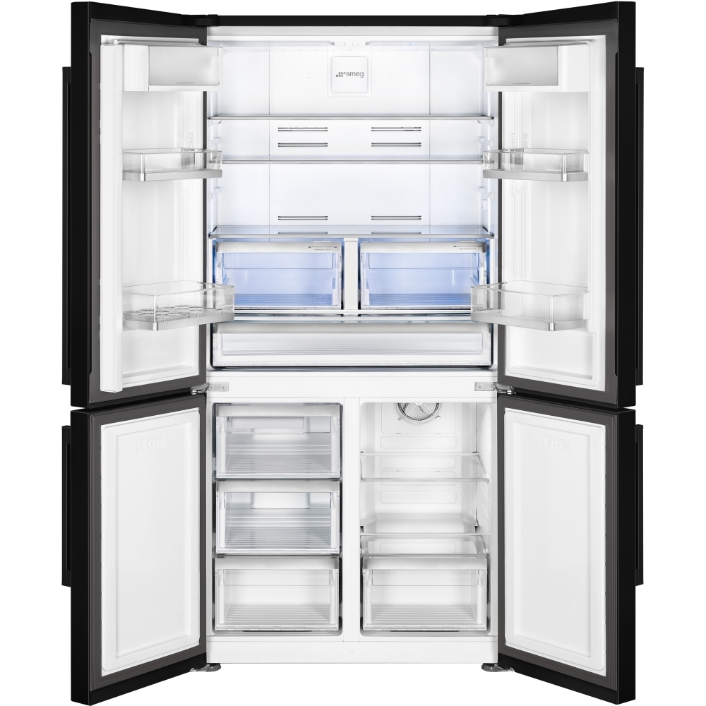 Smeg FQ60NDE American Fridge Freezer,  Non-Plumbed, Black, E Rated