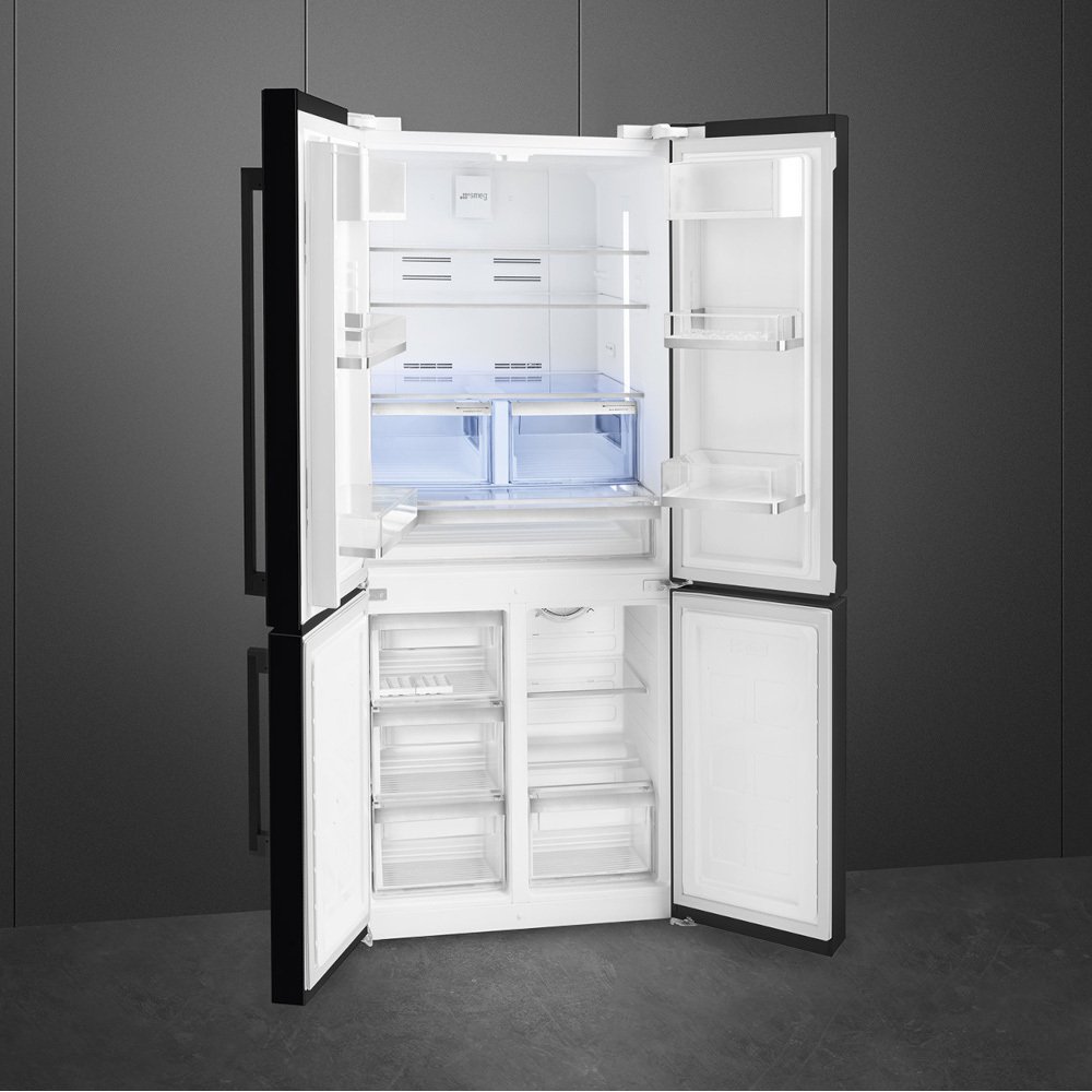 Smeg FQ60NDE American Fridge Freezer, Black, E Rated,  Non-Plumbed