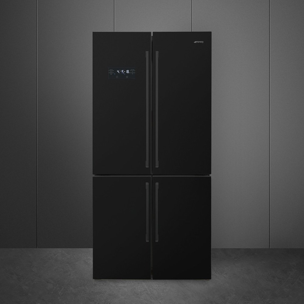 Smeg FQ60NDE American Fridge Freezer, Black, E Rated,  Non-Plumbed