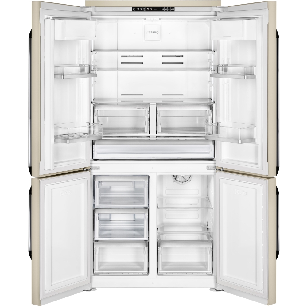 Smeg FQ960P6 Victoria American Fridge Freezer,  Non-Plumbed, Cream, E Rated