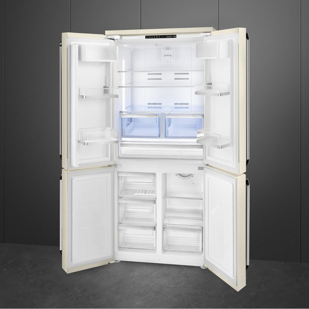 Smeg FQ960P6 Victoria American Fridge Freezer, Cream, E Rated,  Non-Plumbed
