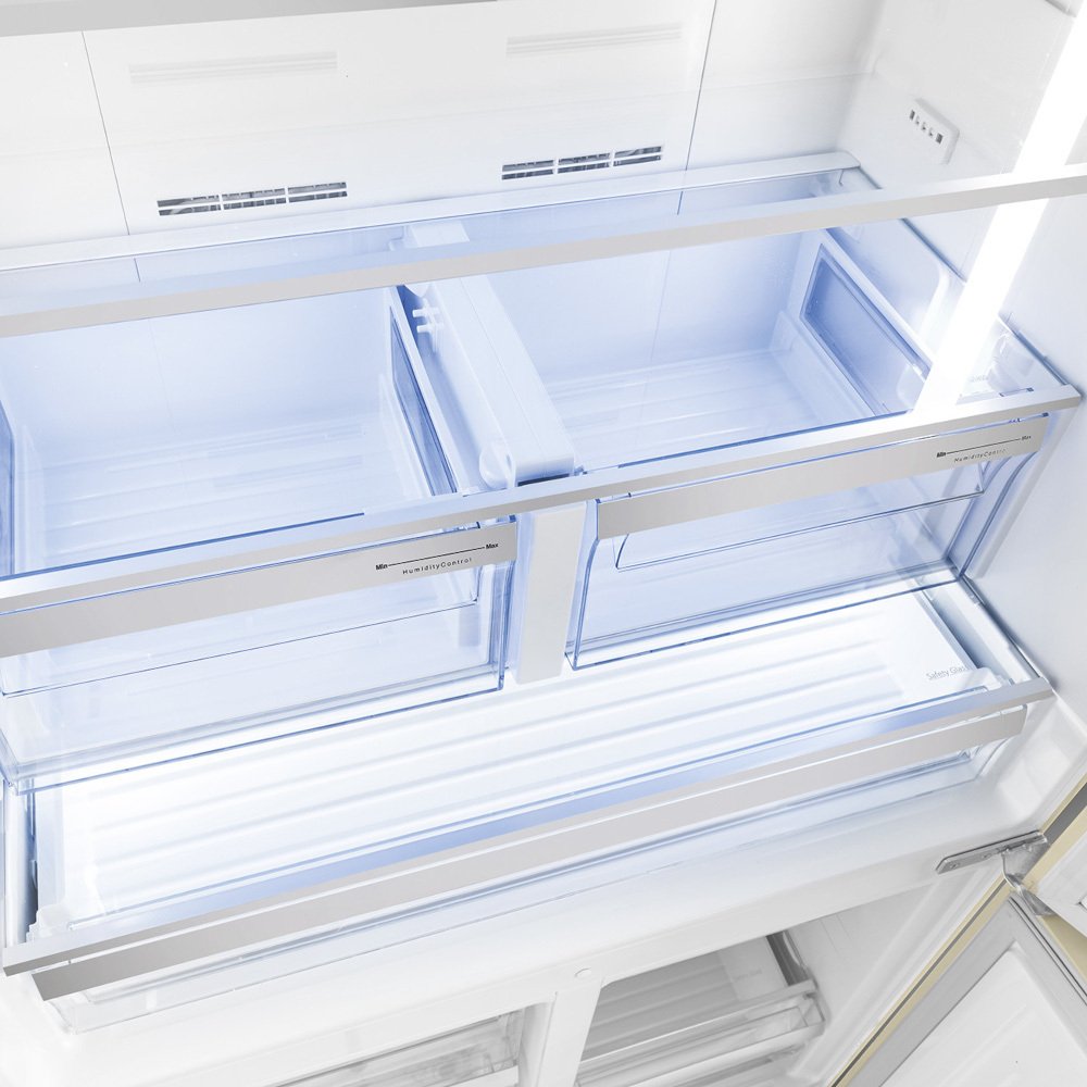 Smeg FQ960P6 Victoria American Fridge Freezer, Cream, E Rated,  Non-Plumbed