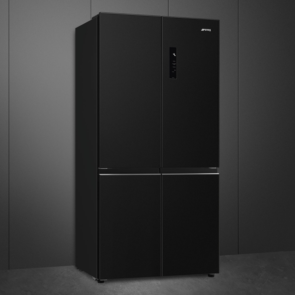 Smeg FQI60KD American Fridge Freezer,  Non-Plumbed, Black, D Rated