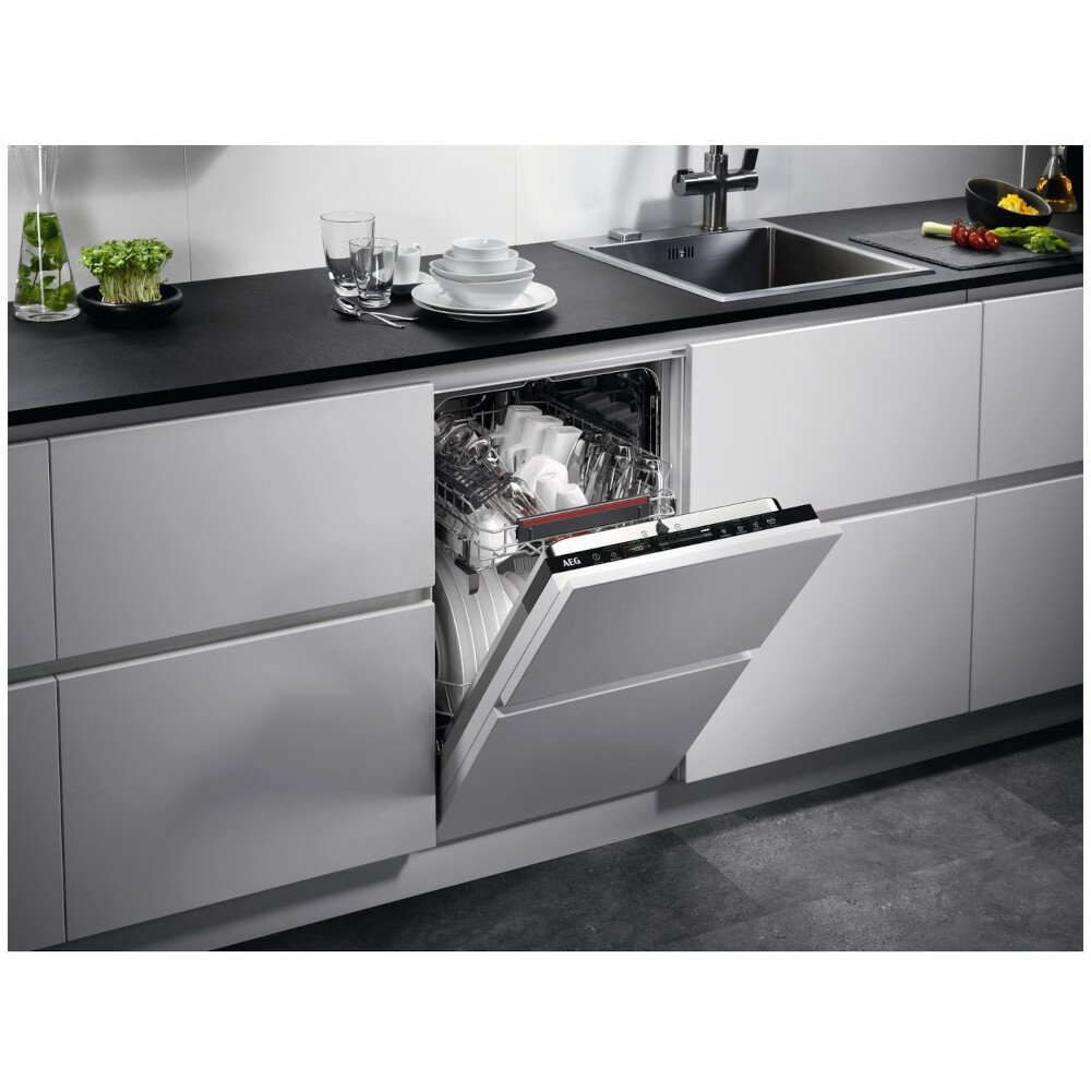 AEG FSB73427Z Fully Integrated Slimline Dishwasher, 9 Place Settings, D Rated