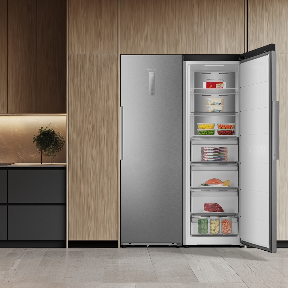 Hisense FT3K310SAIE No Frost Tall Freezer, Stainless Steel, E Rated