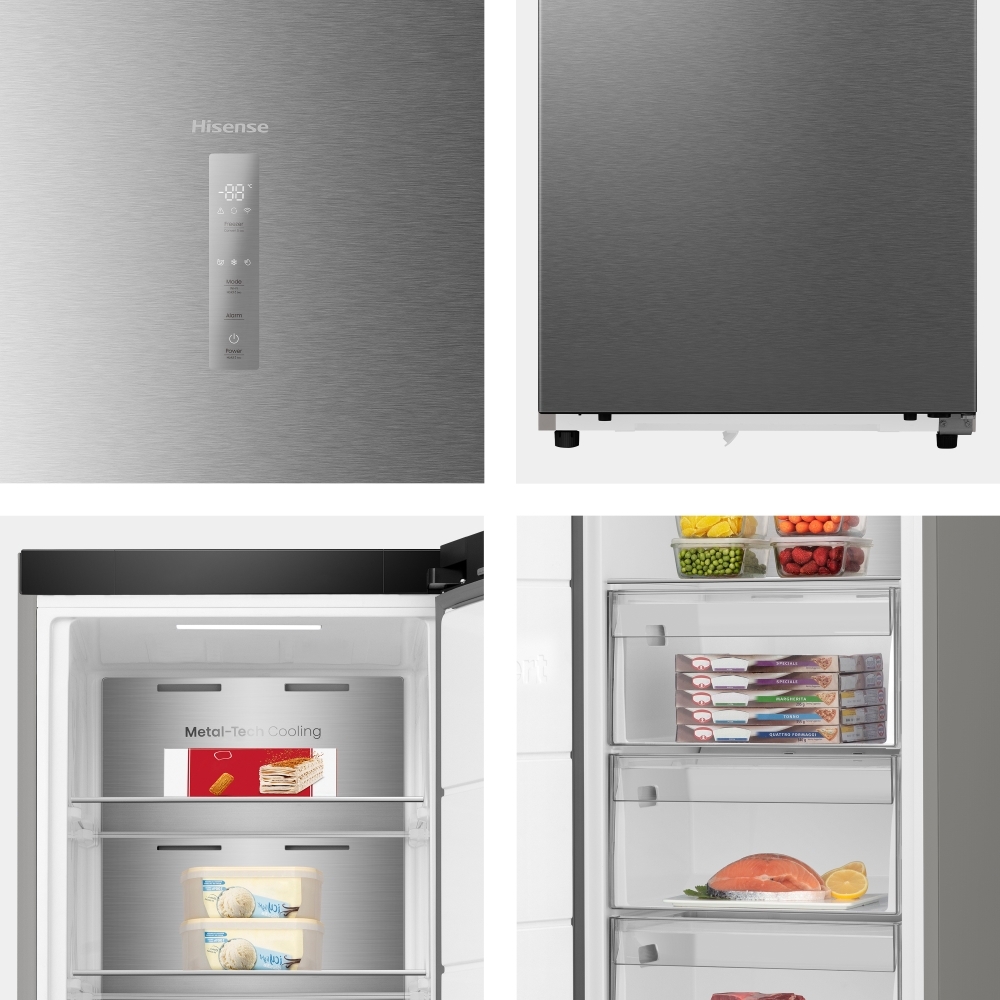 Hisense FT3K310SAIE No Frost Tall Freezer, Stainless Steel, E Rated