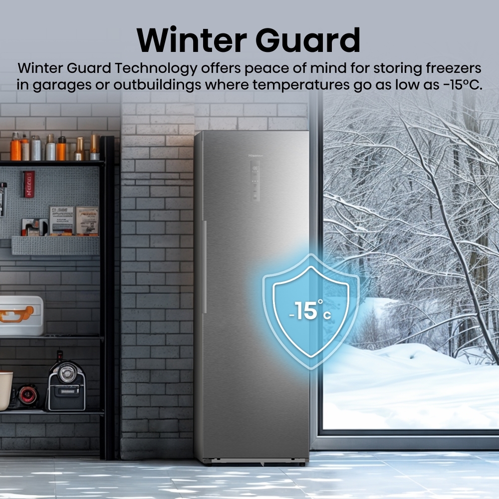 Hisense FT3K310SAIE No Frost Tall Freezer, Stainless Steel, E Rated