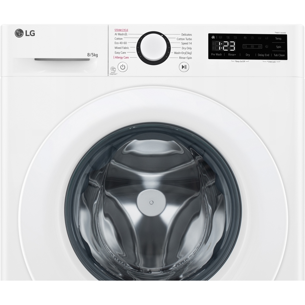LG FWY385WWLN1 Washer Dryer, 8kg/5kg, 1200 Spin, White, E Rated