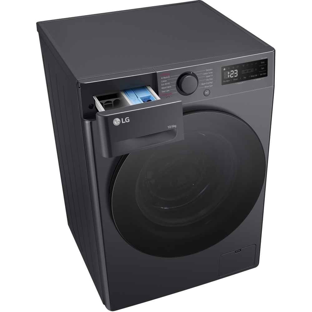 LG FWY606GBLN1 Washer Dryer, 10kg/6kg, 1400 Spin, Grey, A Rated