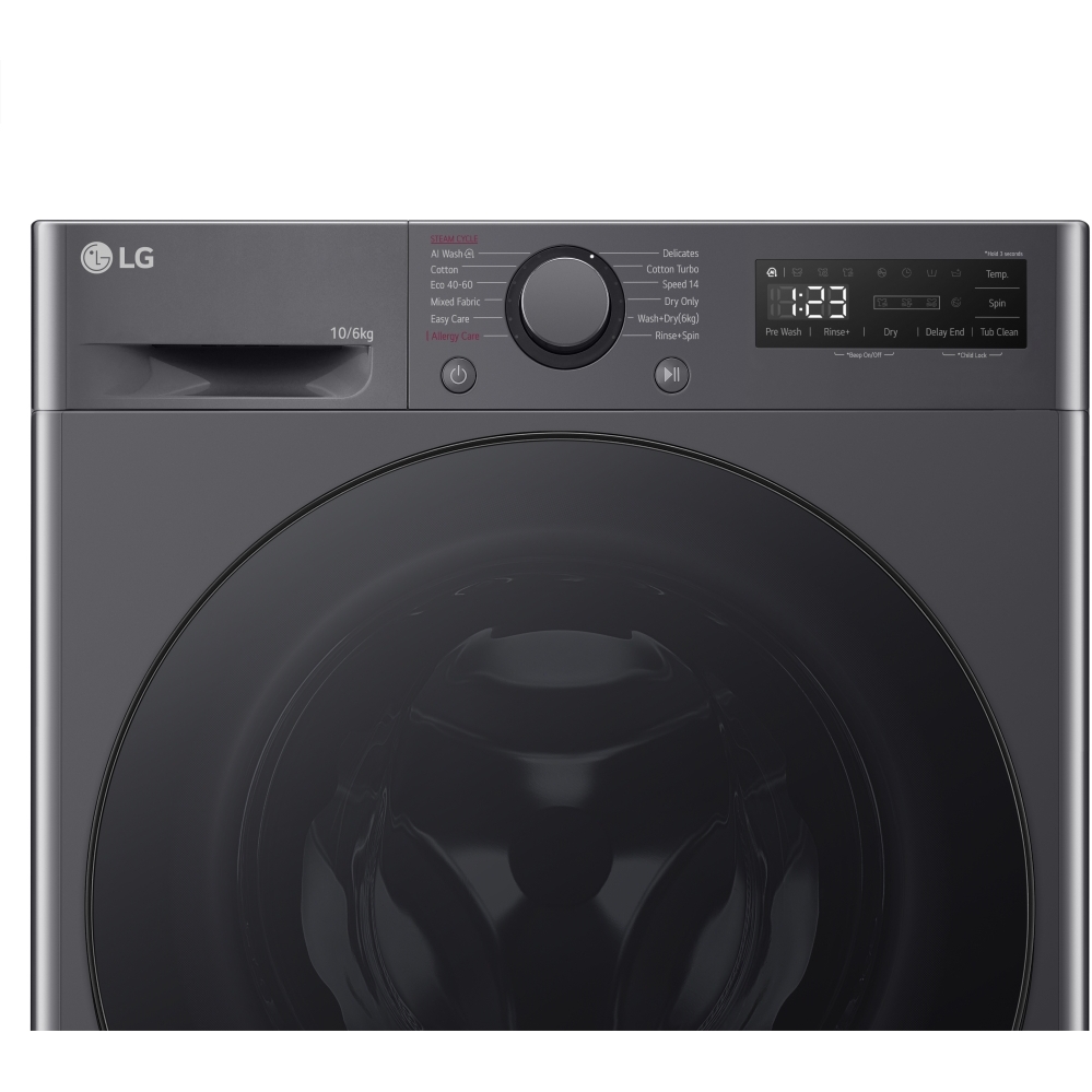 LG FWY606GBLN1 Washer Dryer, 10kg/6kg, 1400 Spin, Grey, A Rated