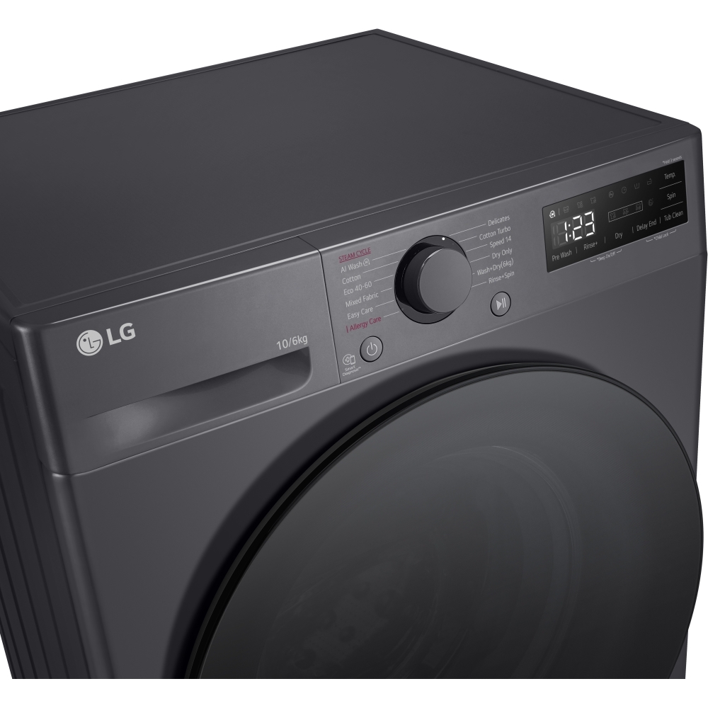 LG FWY606GBLN1 Washer Dryer, 10kg/6kg, 1400 Spin, Grey, A Rated
